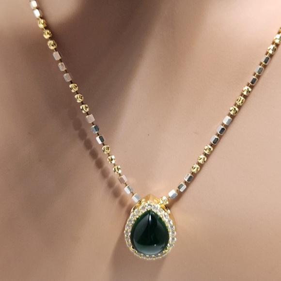 14k Gold Vermeil Emerald Green URN Pendant VVS Moissanite Diamond Ash Holder URN - Picture 1 of 6